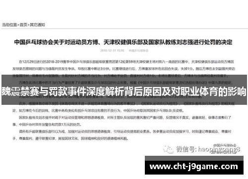 魏震禁赛与罚款事件深度解析背后原因及对职业体育的影响 魏震禁赛与罚款事件深度解析背后原因及对职业体育的影响